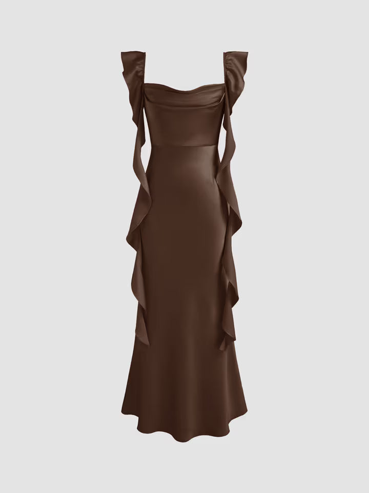 SANEPI Women Ruffled Brown Dress