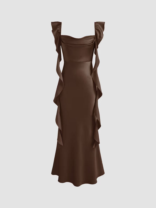 SANEPI Women Ruffled Brown Dress