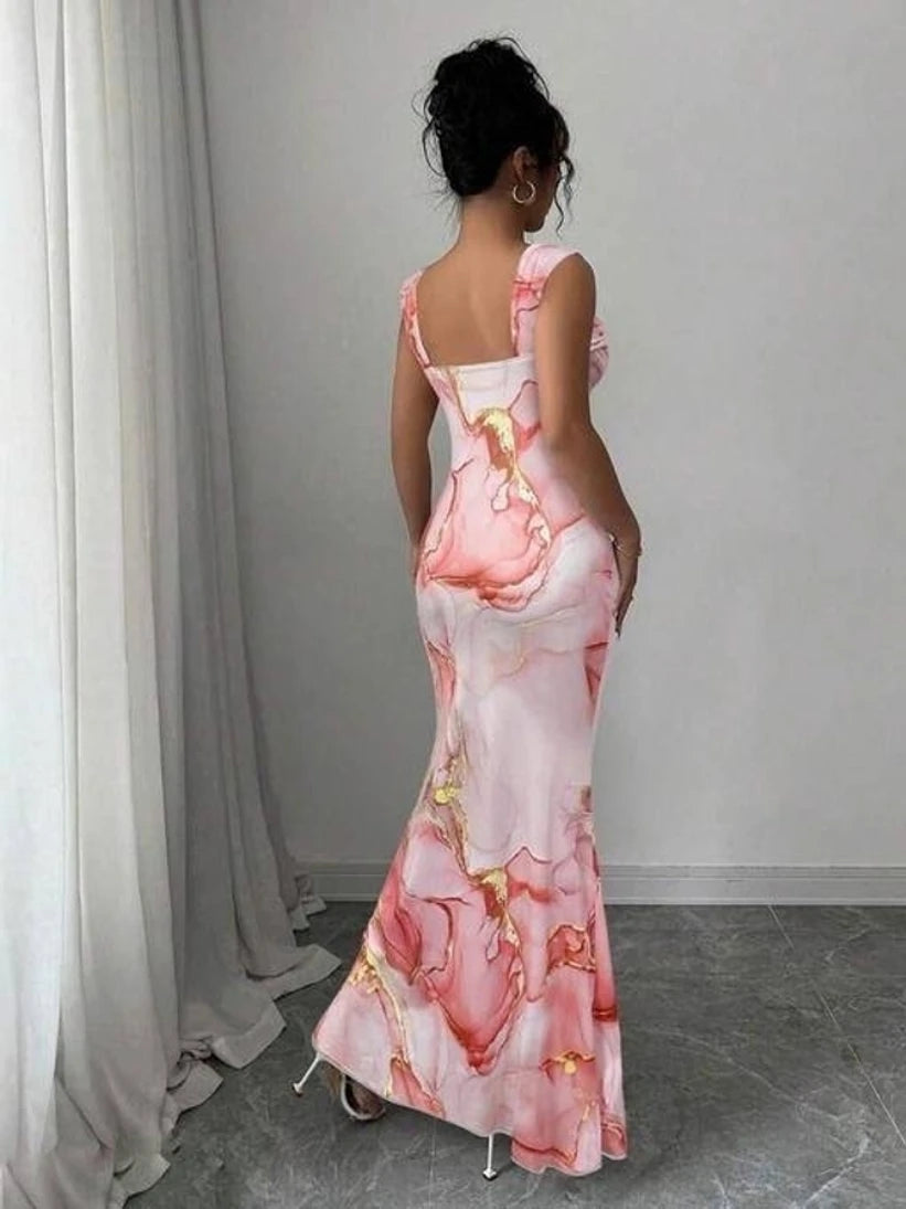 Pink Marble Print Bodycon